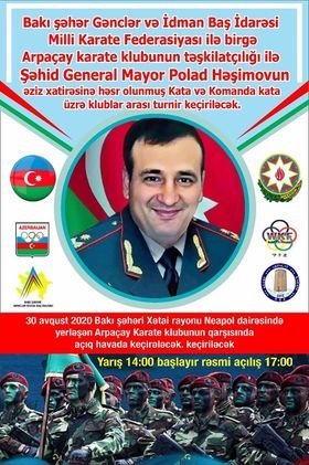 Şəhid general-mayor Polad Həşimovun əziz xatirəsinə həsr olunmuş turnir keçiriləcək. Şəhid general-mayor Polad Həşimovun əziz xatirəsinə həsr olunmuş turnir keçiriləcək.
